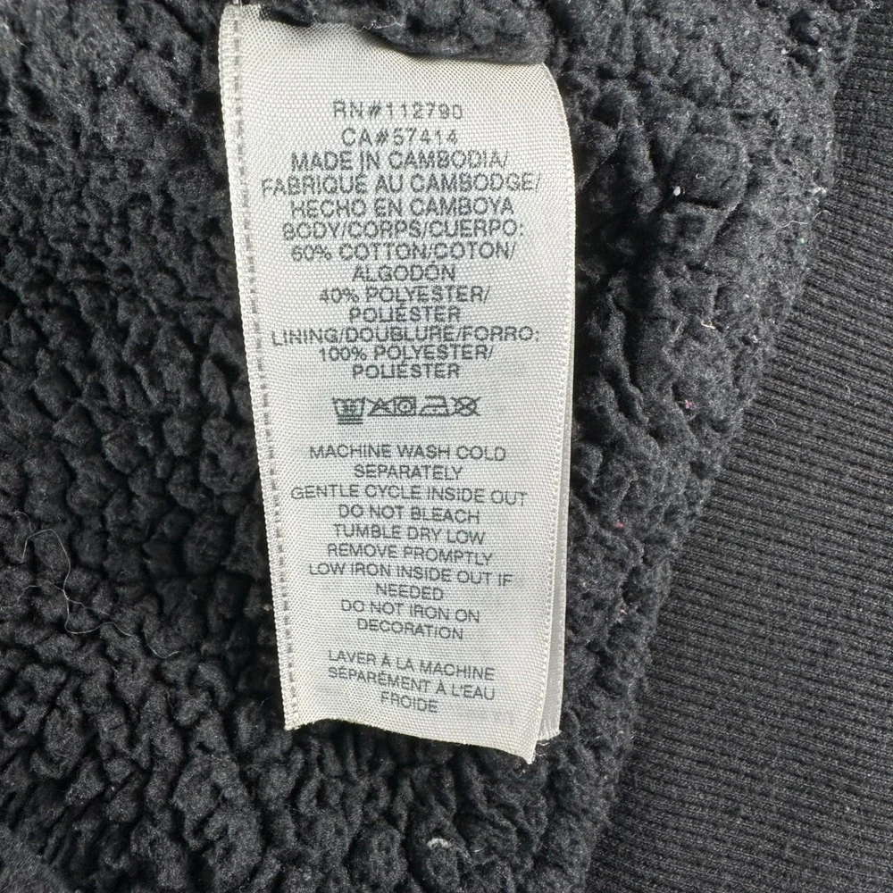 True Religion Buddha Sherpa Zip Hoodie Men M Black Streetwear Y2K Graphic Fleece